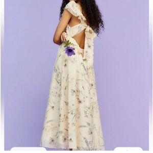 H&M LYOCELL IVORY CREAM FLORAL MAXI DRESS
